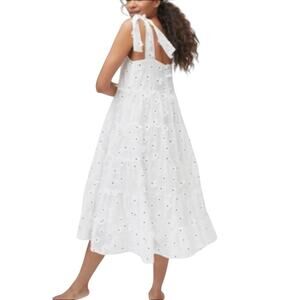 Sister Jane Almond Blossom Floral Tiered Midi Dress in White Size Small